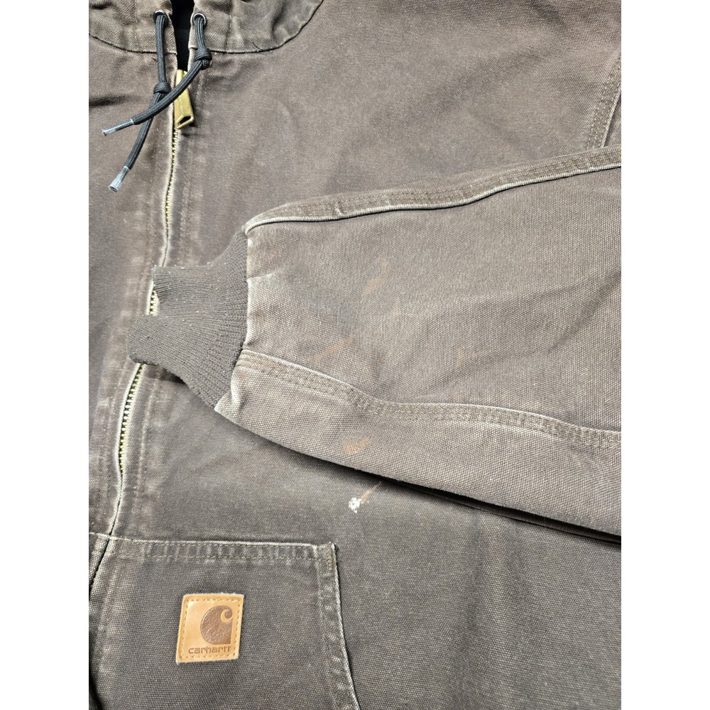 Carhartt Jacket Mens 3XL Vintage Brown J130 Quilted Lined Hooded Distressed‎ - Picture 5 of 16